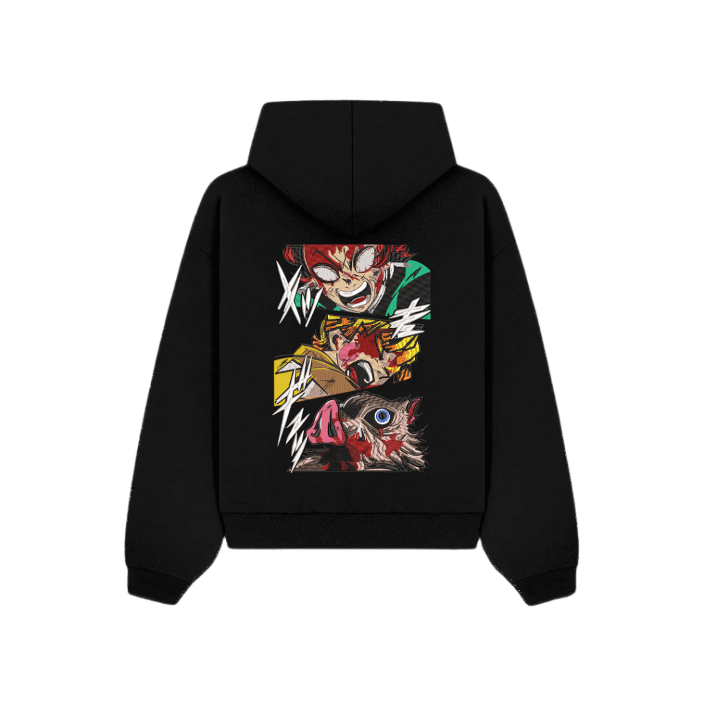 Demon Slayer Trio - Anime Embroidered Hoodie