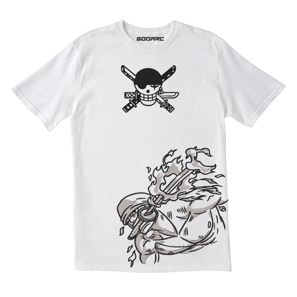 Zoro Flame Slash - Anime Embroidered Tee